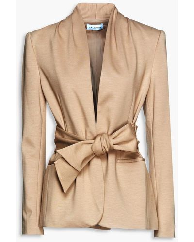 Halston Ana Belted Knitted Jacket - Natural