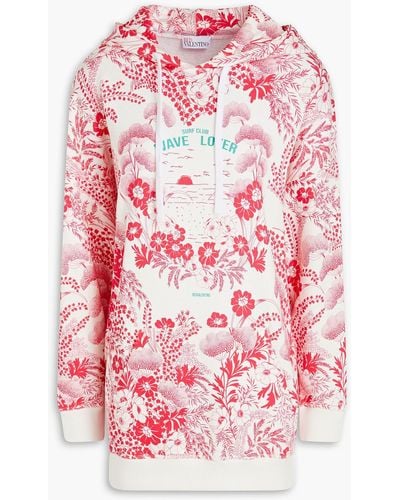 RED Valentino Printed French Cotton-terry Hoodie - Pink