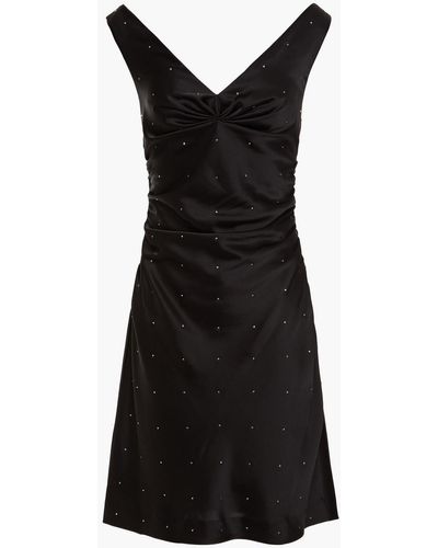 Diane von Furstenberg Zora Ruched Crystal-embellished Satin Mini Dress - Black