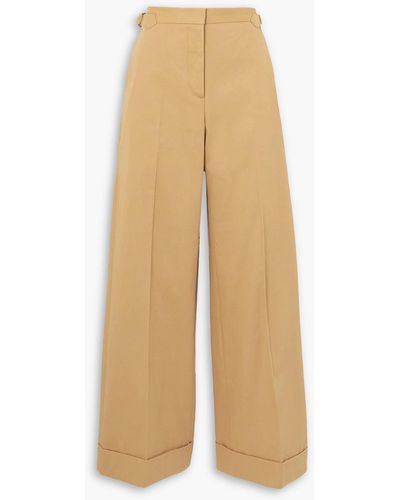 See By Chloé Cotton-gabardine Wide-leg Trousers - Natural