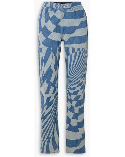 Stella McCartney + Ed Curtis Printed High-rise Straight-leg Jeans - Blue