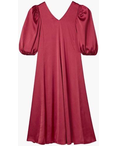 Stine Goya Marlen Belted Satin Dress - Red