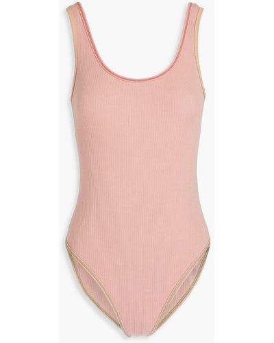 L.F.Markey Zeus Ribbed Organic Cotton-jersey Bodysuit - Pink