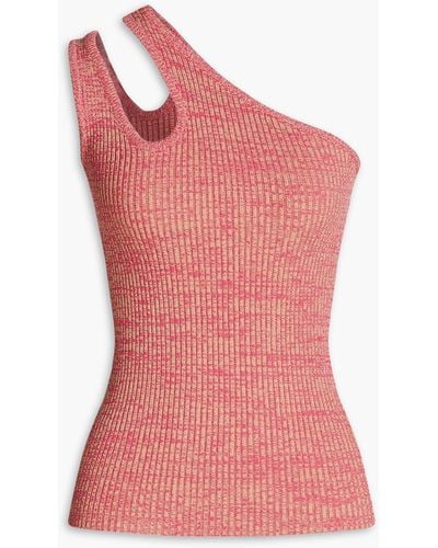 REMAIN Birger Christensen Jeanne One-shoulder Cutout Ribbed-knit Top - Pink
