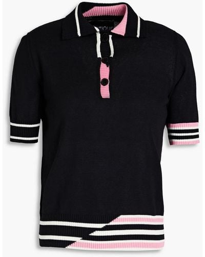 Boutique Moschino Striped Cotton-blend Polo Sweater - Black