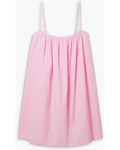 Matteau Gathered Organic Cotton-poplin Mini Dress - Pink