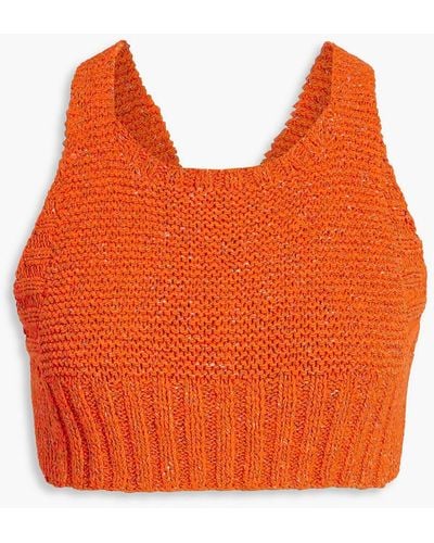 Helmut Lang Cropped Open-back Cotton-blend Top - Orange