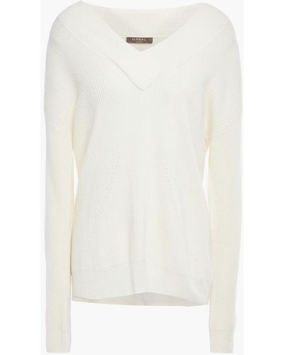 N.Peal Cashmere Ribbed Cashmere Sweater - White