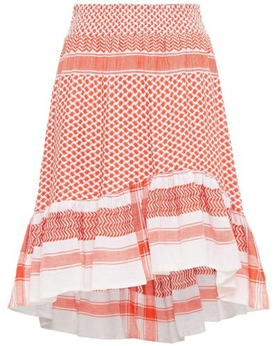 Cecilie Copenhagen Cecilie Copenhagen Stinne Asymmetric Ruffled Cotton-jacquard Skirt - Pink