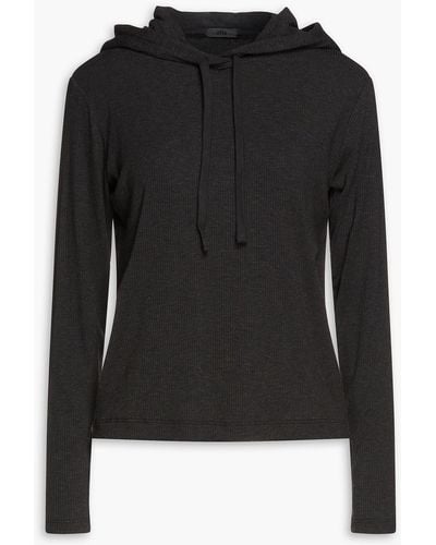 ATM Gerippter hoodie aus stretch-modal - Schwarz