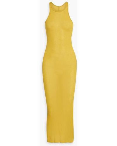 Rick Owens Ribbed Jersey Midi Dress - Yellow