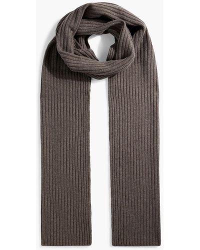 Iris & Ink Mina Ribbed Wool And Cashmere-blend Scarf - Black