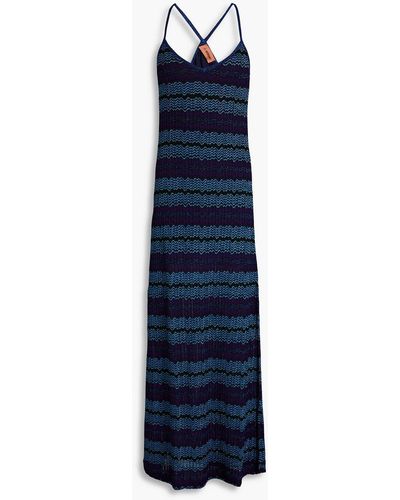 Missoni Metallic Crochet-knit Maxi Dress - Blue