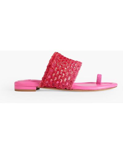 Alexandre Birman Trisha Woven And Leather Slides - Pink