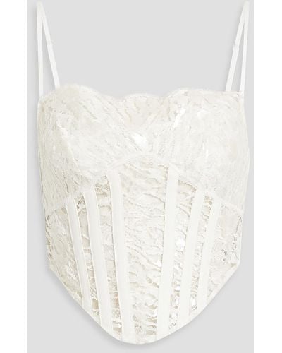 Dion Lee Coated Cotton-blend Lace Bustier Top - White