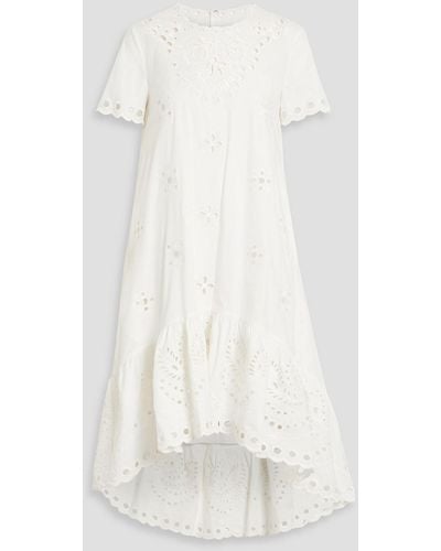 RED Valentino Broderie Anglaise Cotton Midi Dress - White