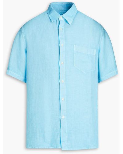 120% Lino Malibu Slub Linen Shirt - Blue