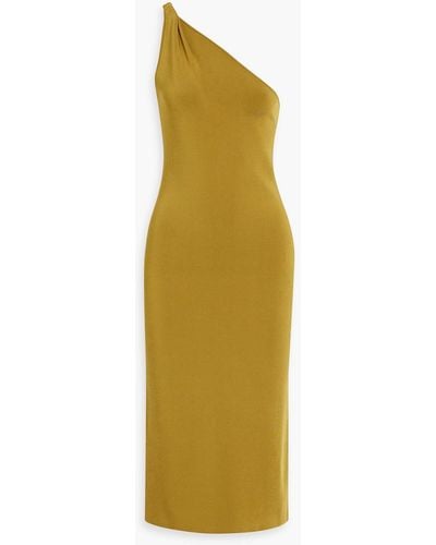 Galvan London Persephone One-shoulder Stretch-knit Midi Dress - Yellow