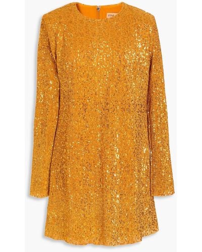 Stine Goya Odis Sequined Knitted Mini Dress - Orange