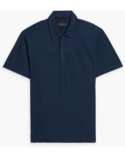 Rag & Bone Linen And Cotton-blend Polo Shirt - Blue