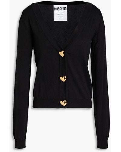 Moschino Button-embellished Cotton Cardigan - Black