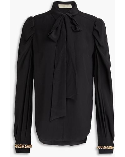 Elie Saab Chain-embellished Silk-chiffon Blouse - Black