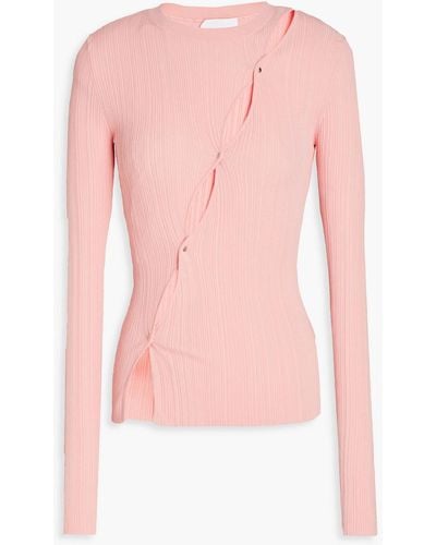 Paris Georgia Basics Cutout Ribbed-knit Top - Pink