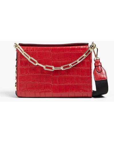 DKNY Kym Croc-effect Leather Shoulder Bag - Red