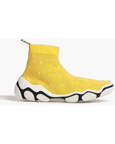 Red(V) Mesh High-top Trainers - Yellow
