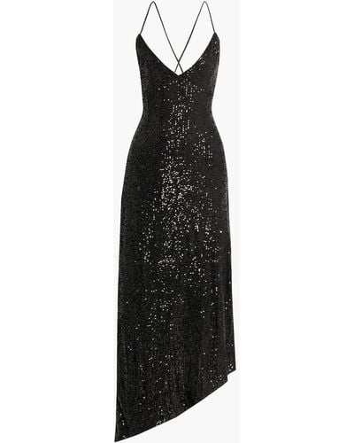 retroféte Violet Asymmetric Sequined Tulle Dress - Black