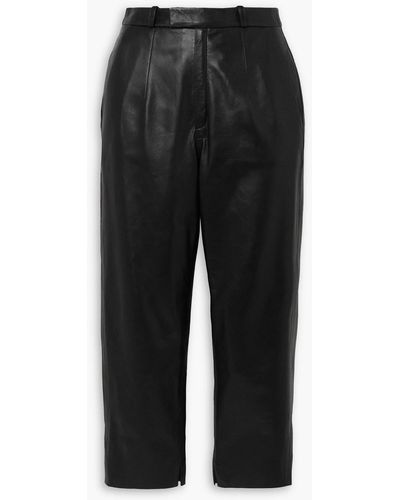 Zeynep Arcay Cropped Leather Skinny Pants - Black
