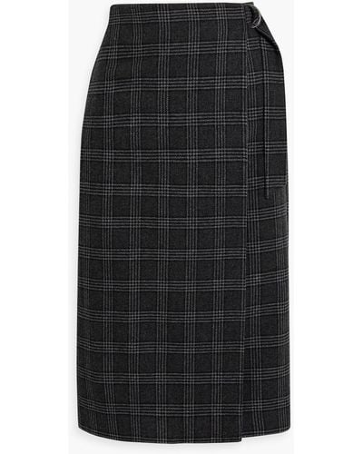 Iris & Ink Joline Prince Of Wales Checked Wool-blend Wrap Skirt - Black