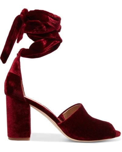 Sam Edelman Woman Lace-up Velvet Sandals Merlot - Red