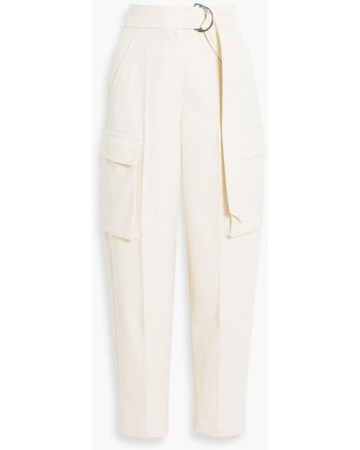 Brunello Cucinelli Cropped Pleated Wool-twill Tapered Pants - White