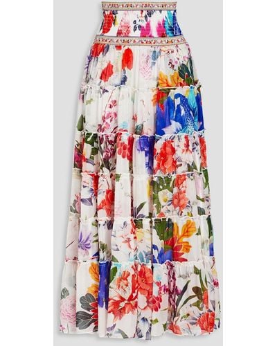 Camilla Tiered Floral-print Silk-chiffon Maxi Skirt