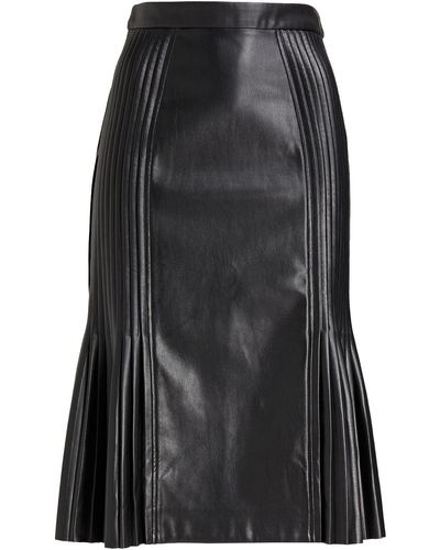 Huishan Zhang Bibi Pleated Faux Leather Midi Skirt - Black
