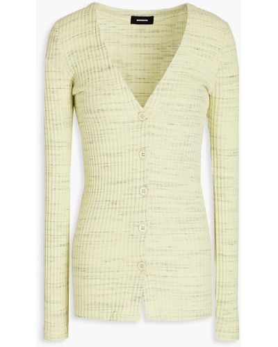Monrow Cosmo Space-dyed Ribbed Cotton-blend Cardigan - Yellow