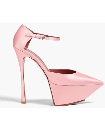 AMINA MUADDI Satin Platform Court Shoes - Pink