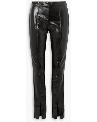 Rick Owens Coated Cotton-blend Skinny Trousers - Black