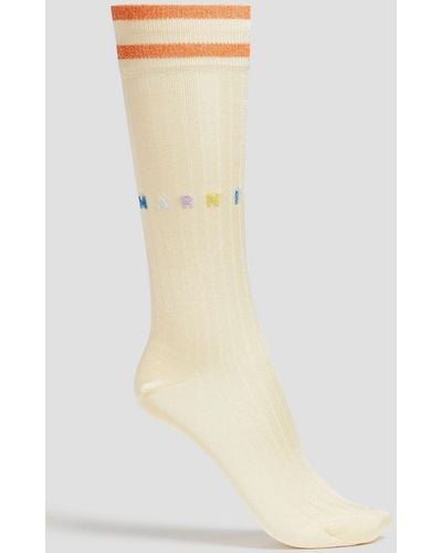 Marni Metallic Knitted Socks - White