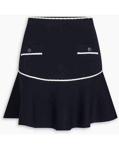 Claudie Pierlot Fluted Two-tone Stretch-knit Mini Skirt - Blue