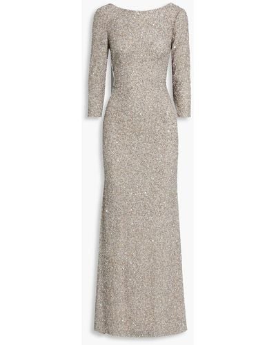 THEIA Sequin-embellished Tulle Gown - Natural