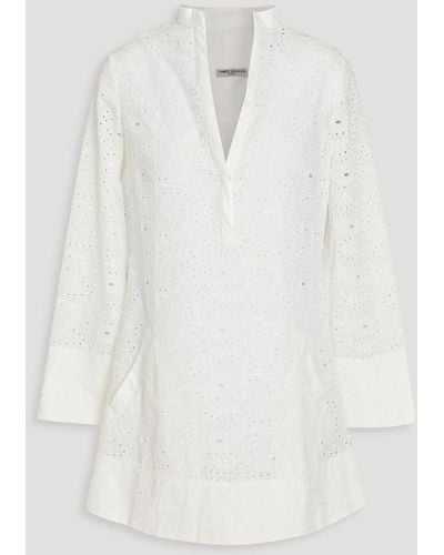 Three Graces London Verity minikleid mit lochstickerei - Weiß
