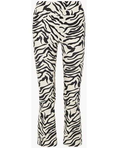 SPRWMN Cropped Zebra-print Leather Flared Pants - Black