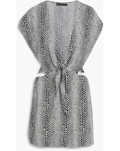 ViX Amber Cutout Printed Crepe Mini Dress - Grey