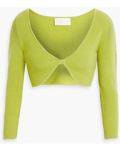 Michelle Mason Cropped Ribbed-knit Top - Green