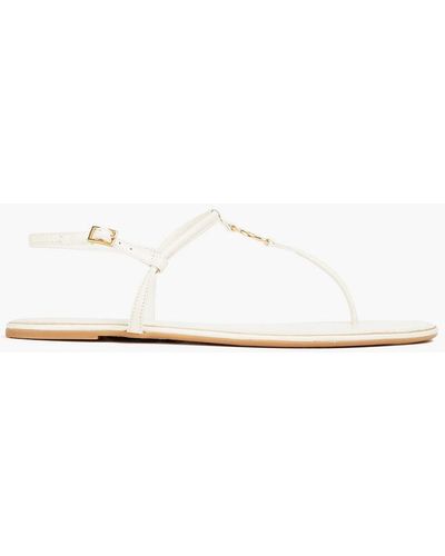 Tory Burch Emmy Embellished Leather Sandals - White