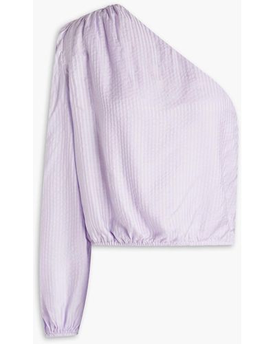 Cami NYC Lenore One-shoulder Striped Cotton And Silk-blend Top - Purple