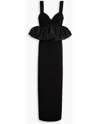 Hervé Léger Ruffled Satin And Knitted Gown - Black