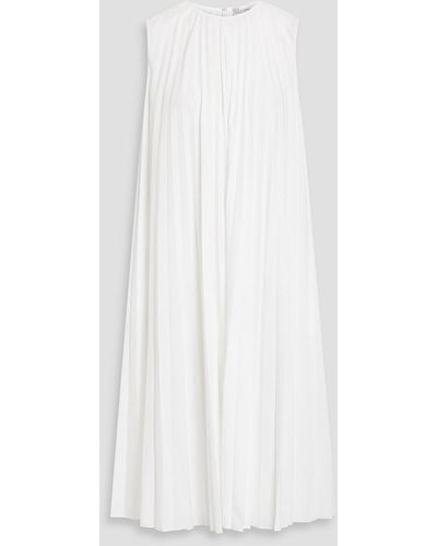 RED Valentino Pleated Cotton-blend Poplin Dress - White